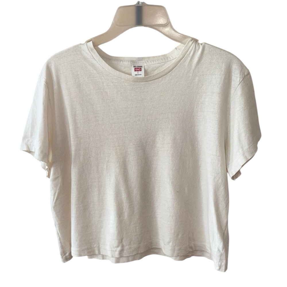 Re/Done Hanes White Cropped Tee